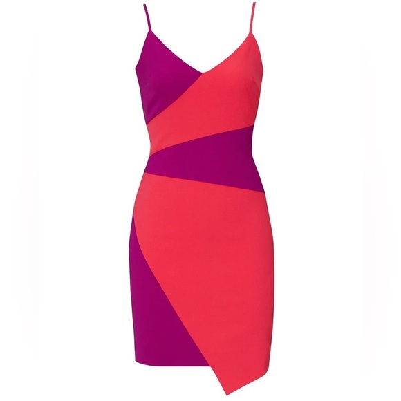 Nicole Miller - Color Block Asymmetrical Dress Pink & Purple Size 6 - Picture 15 of 15